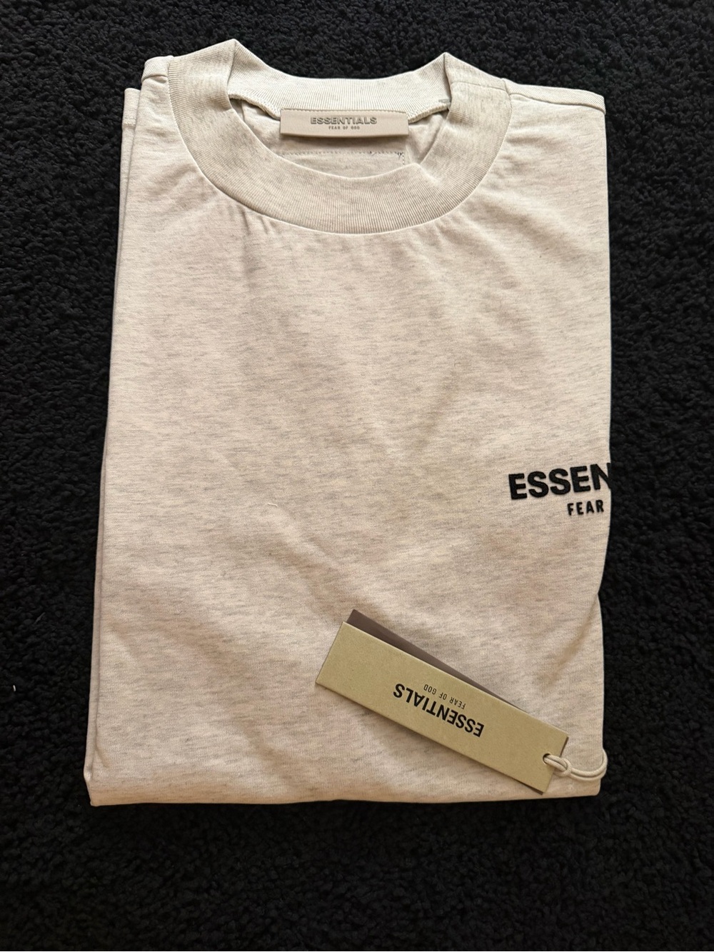 Essentials Heather Light Gray Crewneck Tee with Side Logo